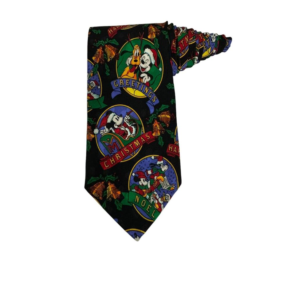 The Disney Store Mickey Mouse Pluto Christmas Seasons Greetings Necktie Holidays